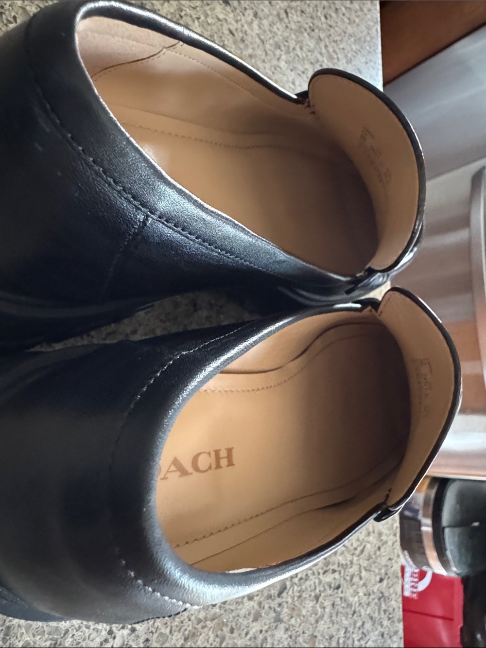 Coach Black Leather Chunky Penny Loafers with Gold Logo - Picture 16 of 17